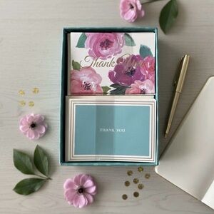 Elegant Boxed Set of 20  floral Thank You Cards & Envelopes